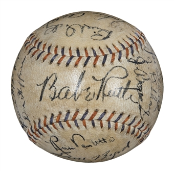 1934 New York Yankees Team Signed Baseball With 25 Signatures Including Ruth & Gehrig (JSA)